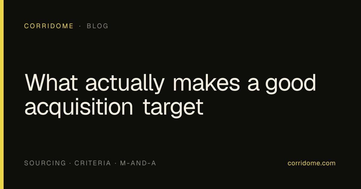 What actually makes a good acquisition target · Corridome